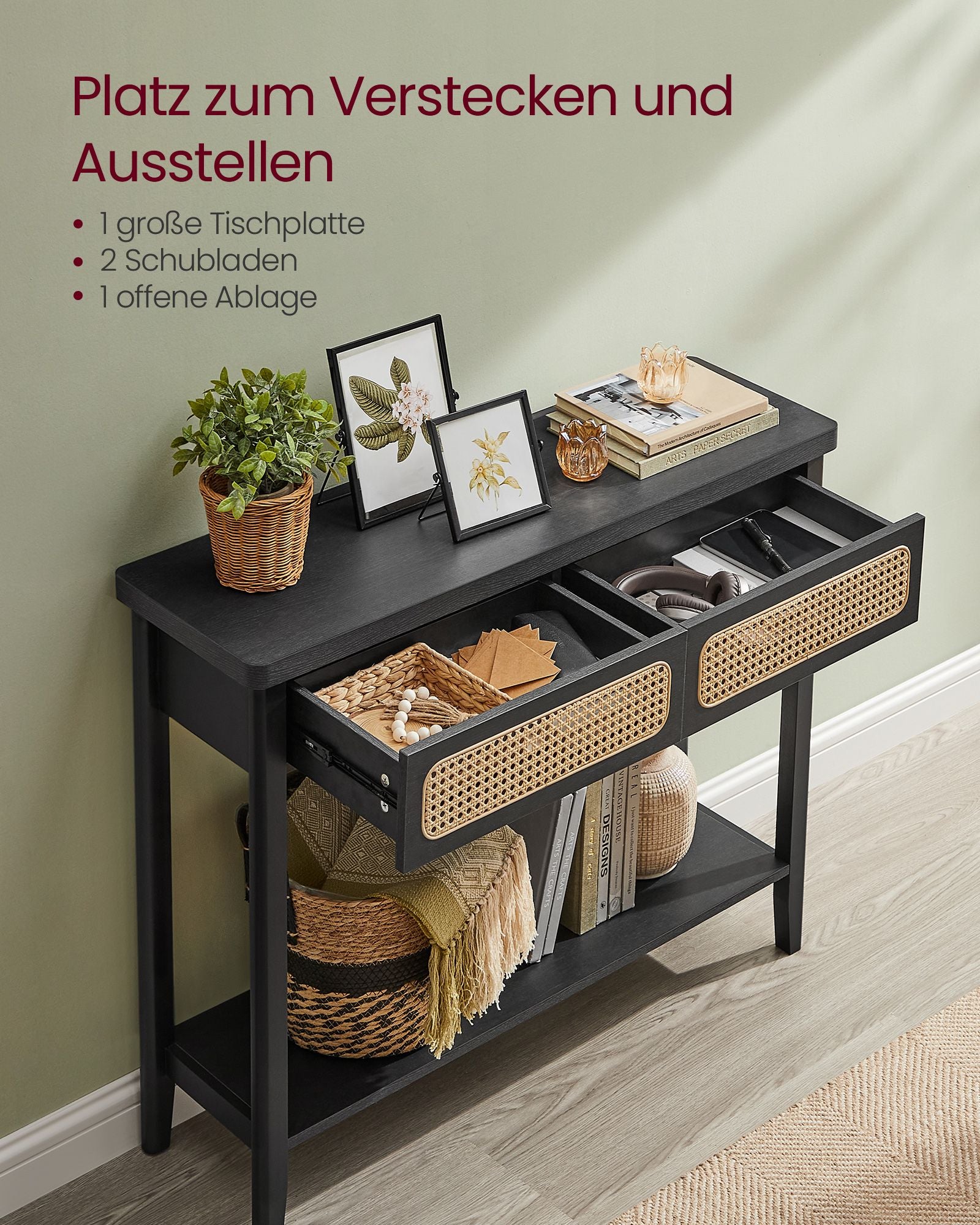 Konsolentisch mit offener Ablage Boho-Stil