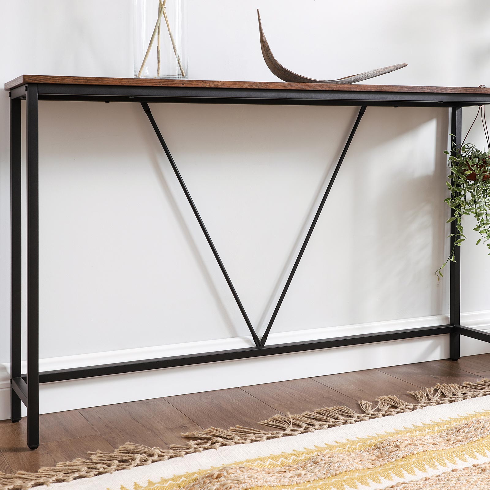 Konsolentisch, Flurtisch, Beistelltisch, Eingangsbereich, Wohnzimmer, stabiles Stahlgestell