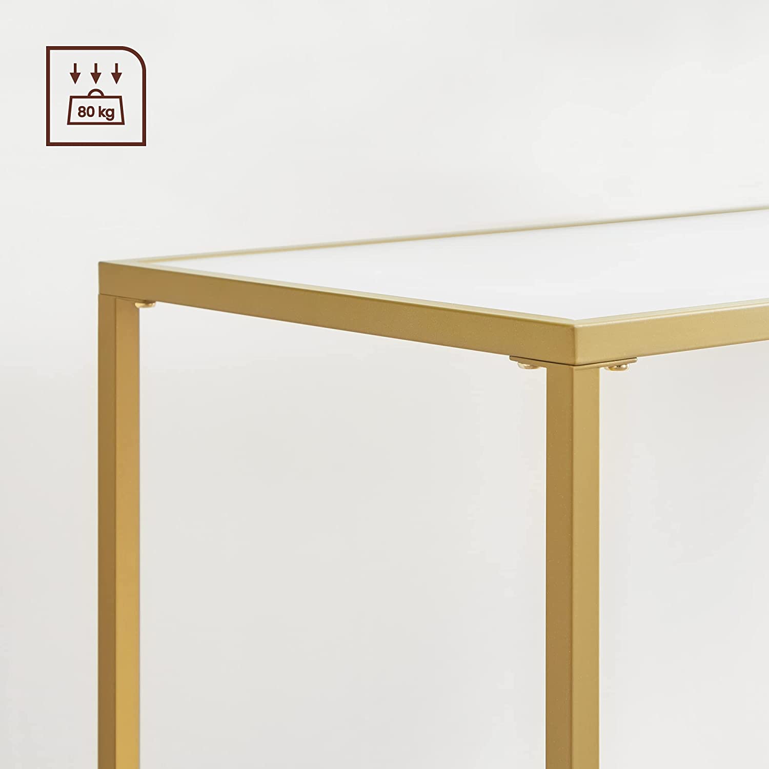 Konsolentisch mit Stahlgestell goldfarben-weiß