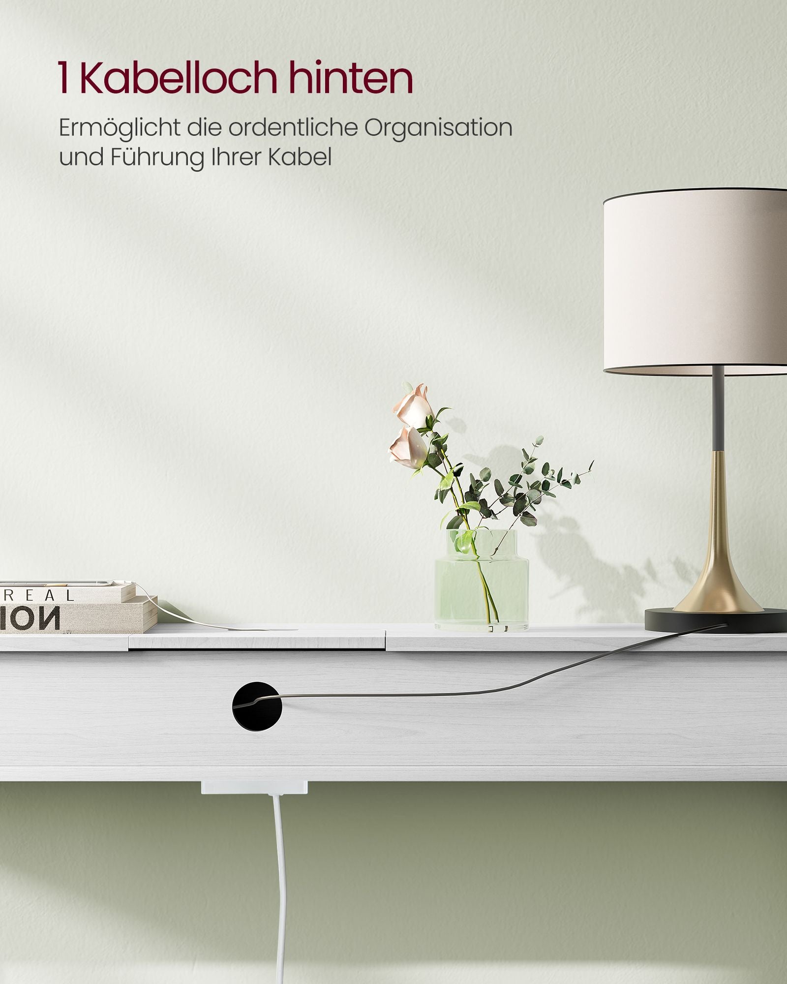 Konsolentisch mit Steckdosen platzsparend schneeweiß