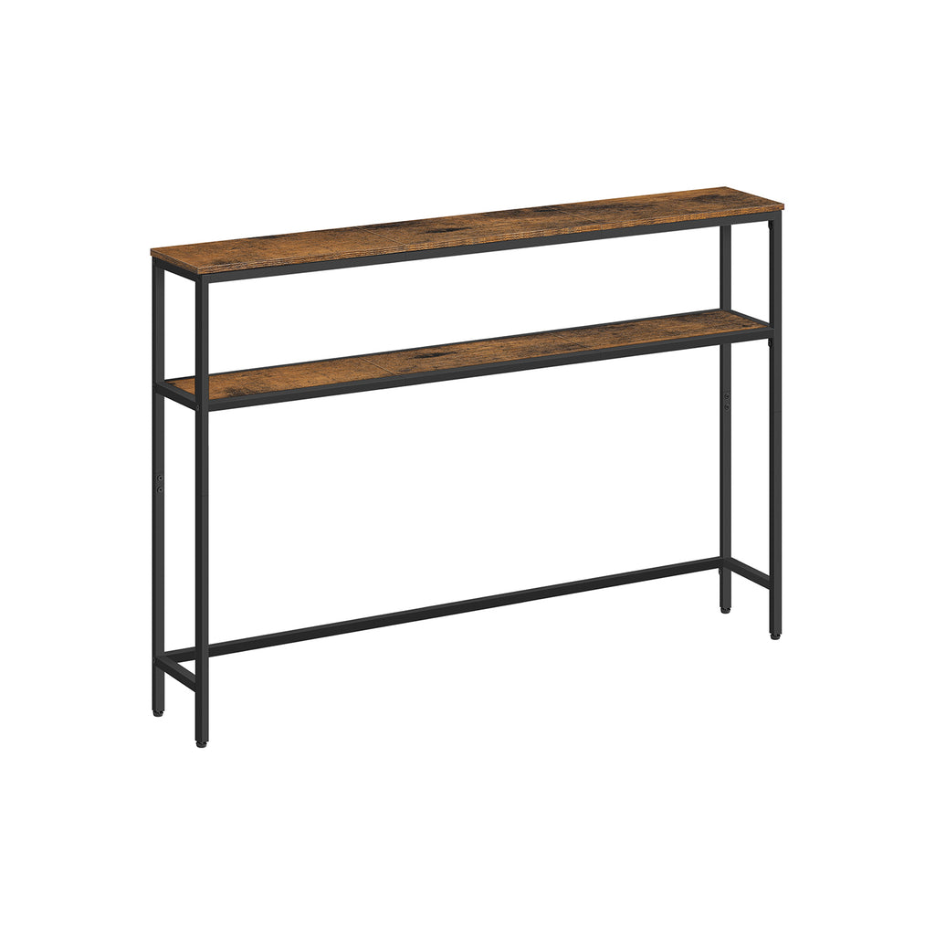 schmaler Sofatisch mit 2 Ablagen vintagebraun-tintenschwarz