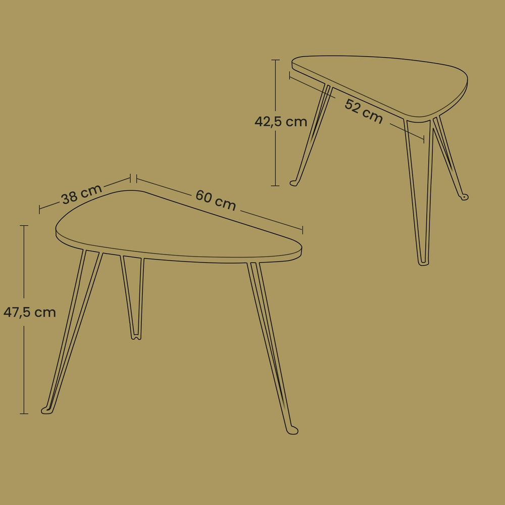 2er Set Beistelltische Beistelltische Couchtische für Wohnzimmer, Esszimmer, Schlafzimmer