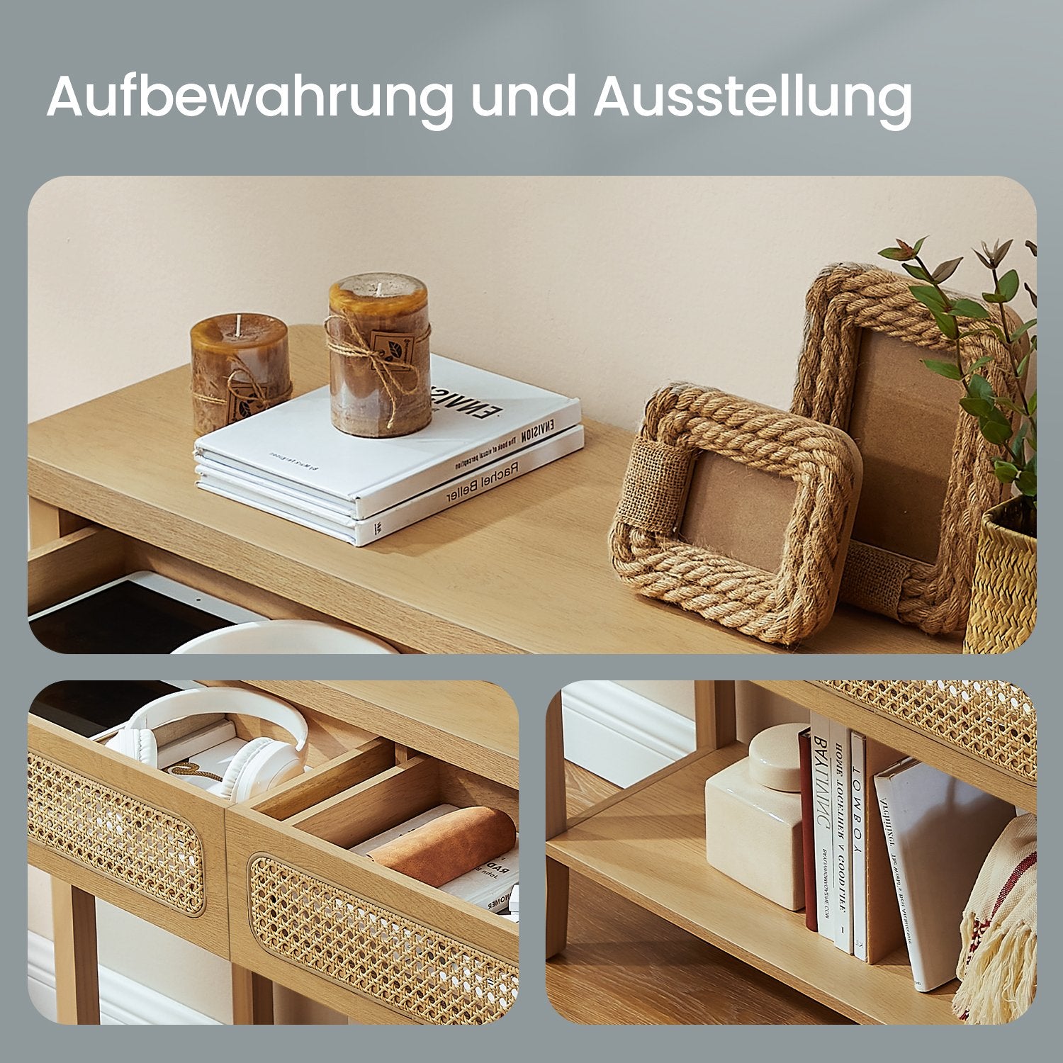 Konsolentisch mit 2 Schubladen Boho-Stil