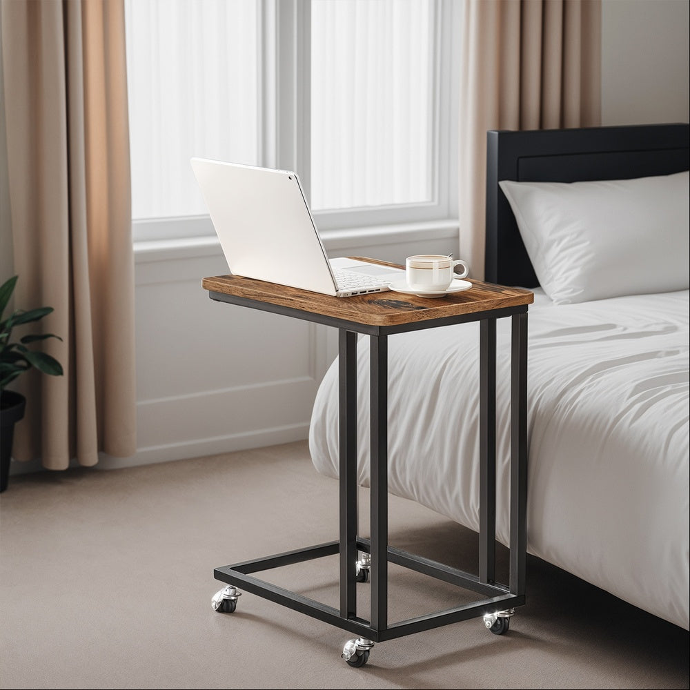Beistelltisch, Sofatisch mit Rollen, C-Form