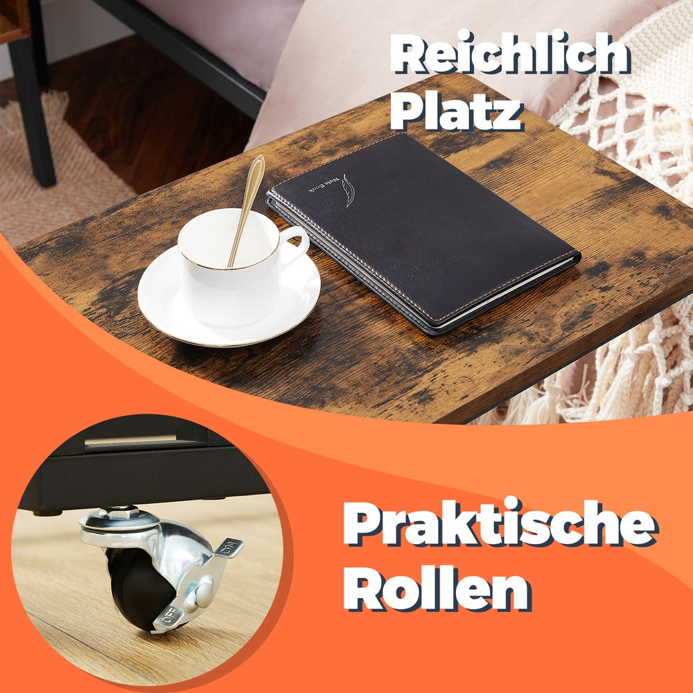 Beistelltisch, Sofatisch mit Rollen, C-Form