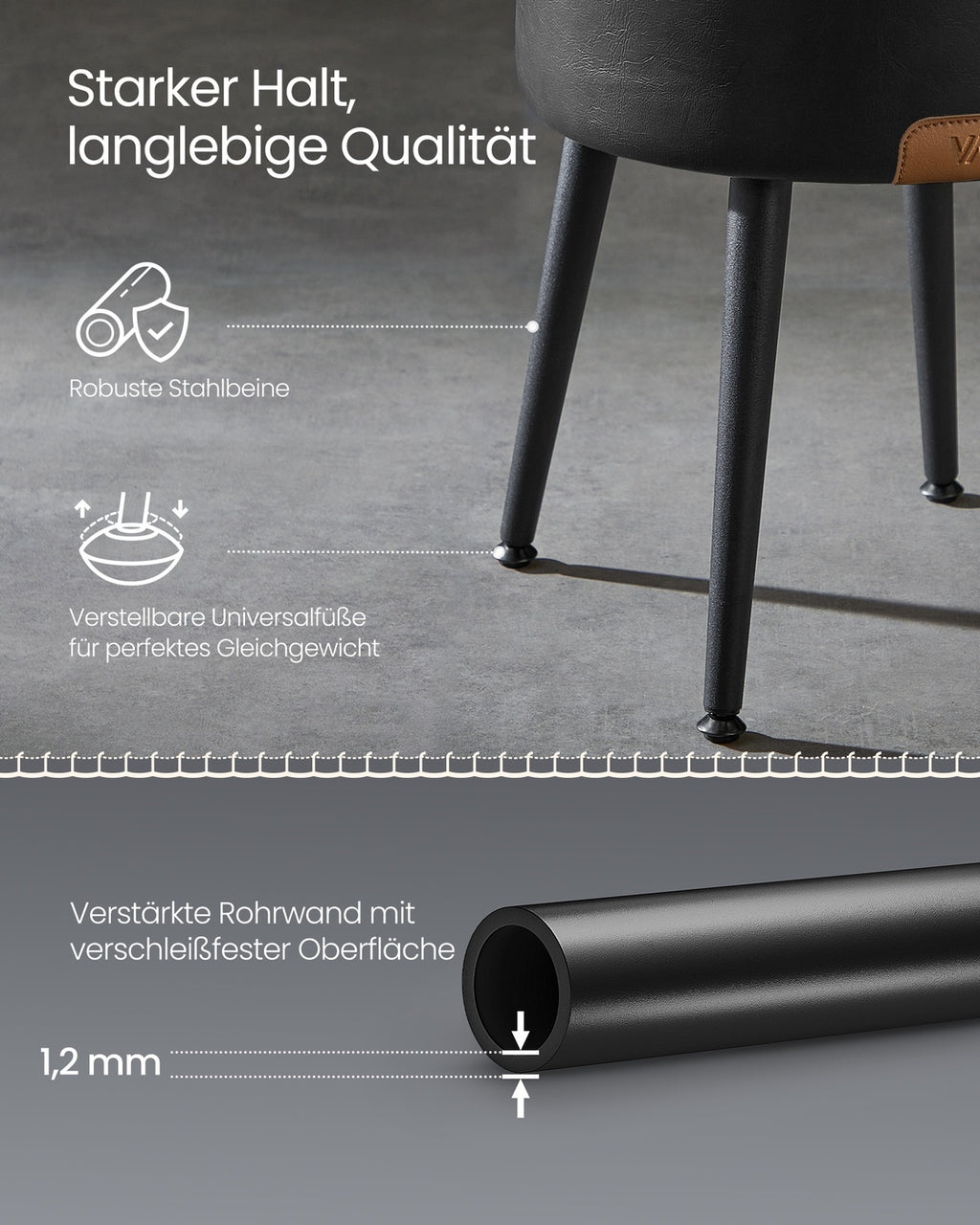 EKHO Kollektion - Sitzhocker Mid-Century-Stil tintenschwarz