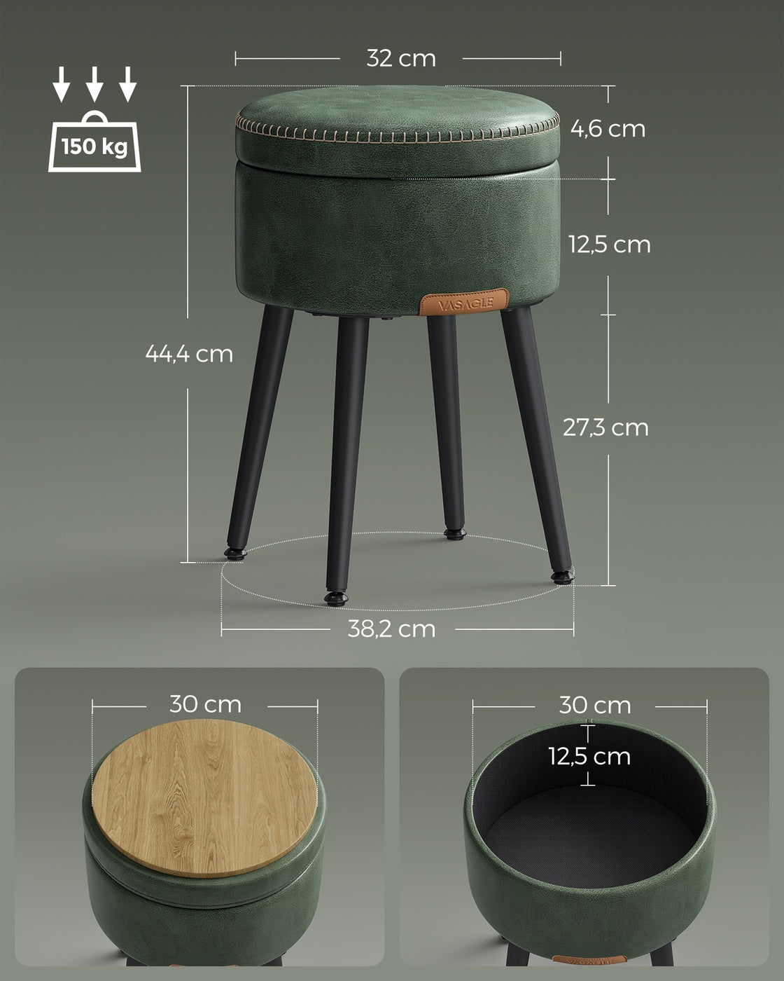 EKHO Kollektion - Runder Sitzhocker Schminktisch Hocker Ottoman