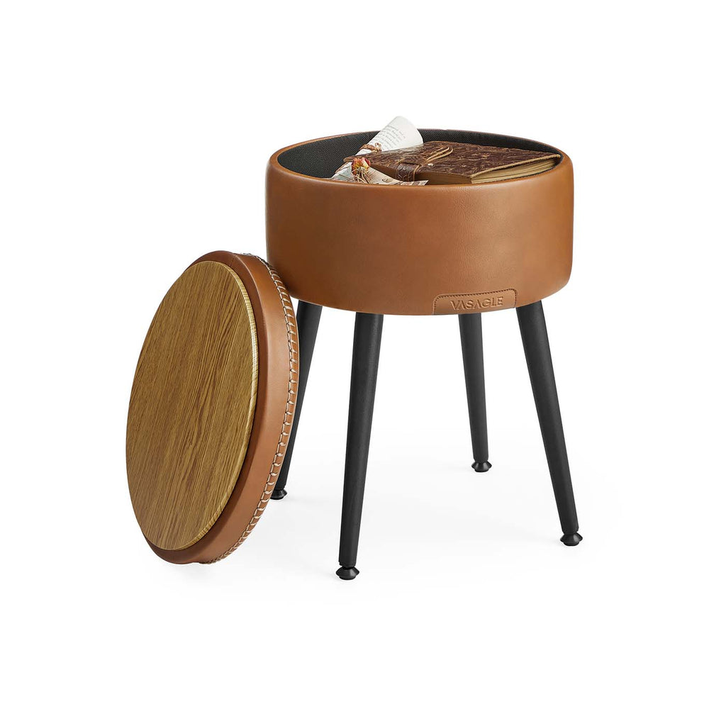 EKHO Kollektion - Sitzbank mit Stauraum Mid-Century-Stil rund karamellbraun