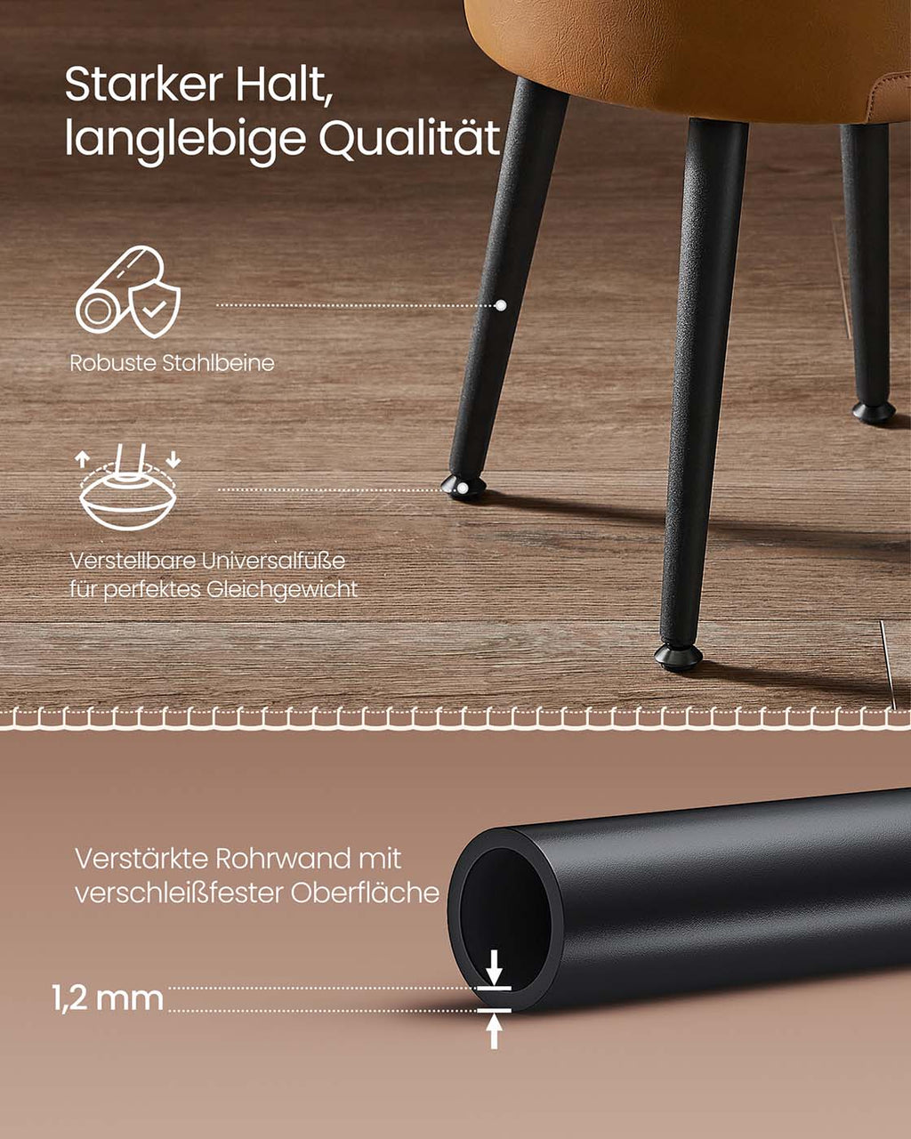 EKHO Kollektion - Sitzbank mit Stauraum Mid-Century-Stil rund karamellbraun