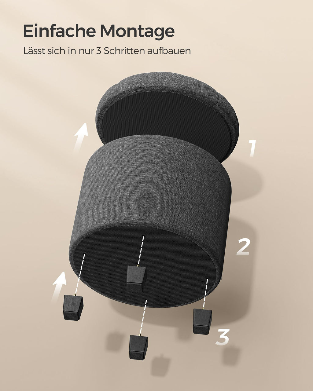 Fußhocker mit Stauraum dunkelgrau