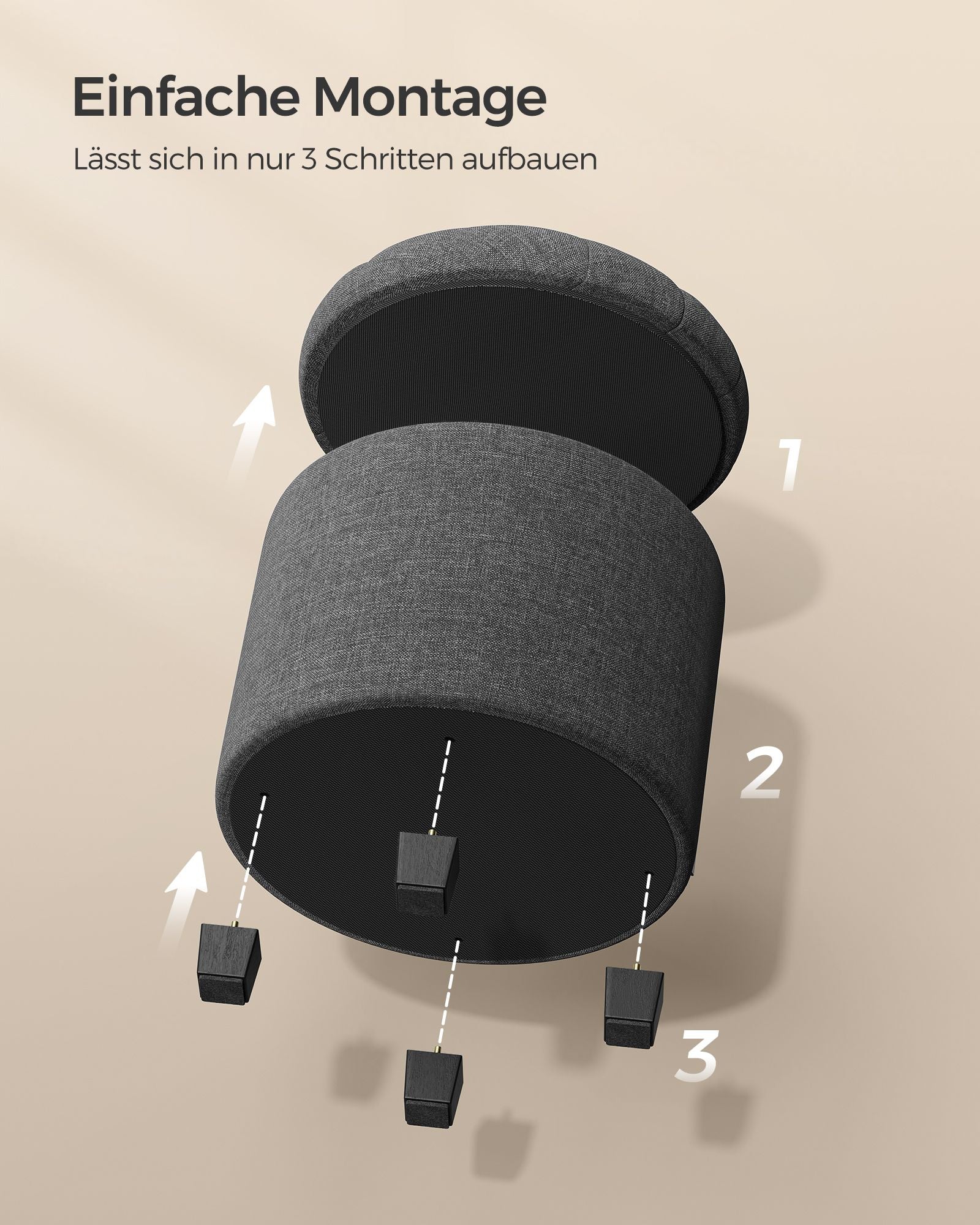 Fußhocker mit Stauraum dunkelgrau