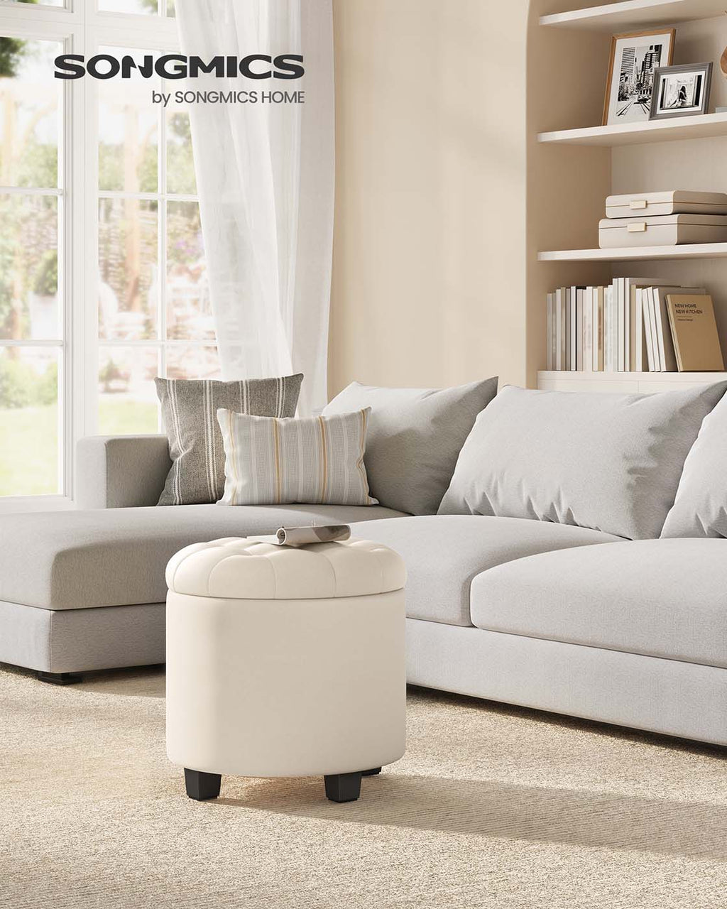 Fußhocker mit Stauraum Hellbeige