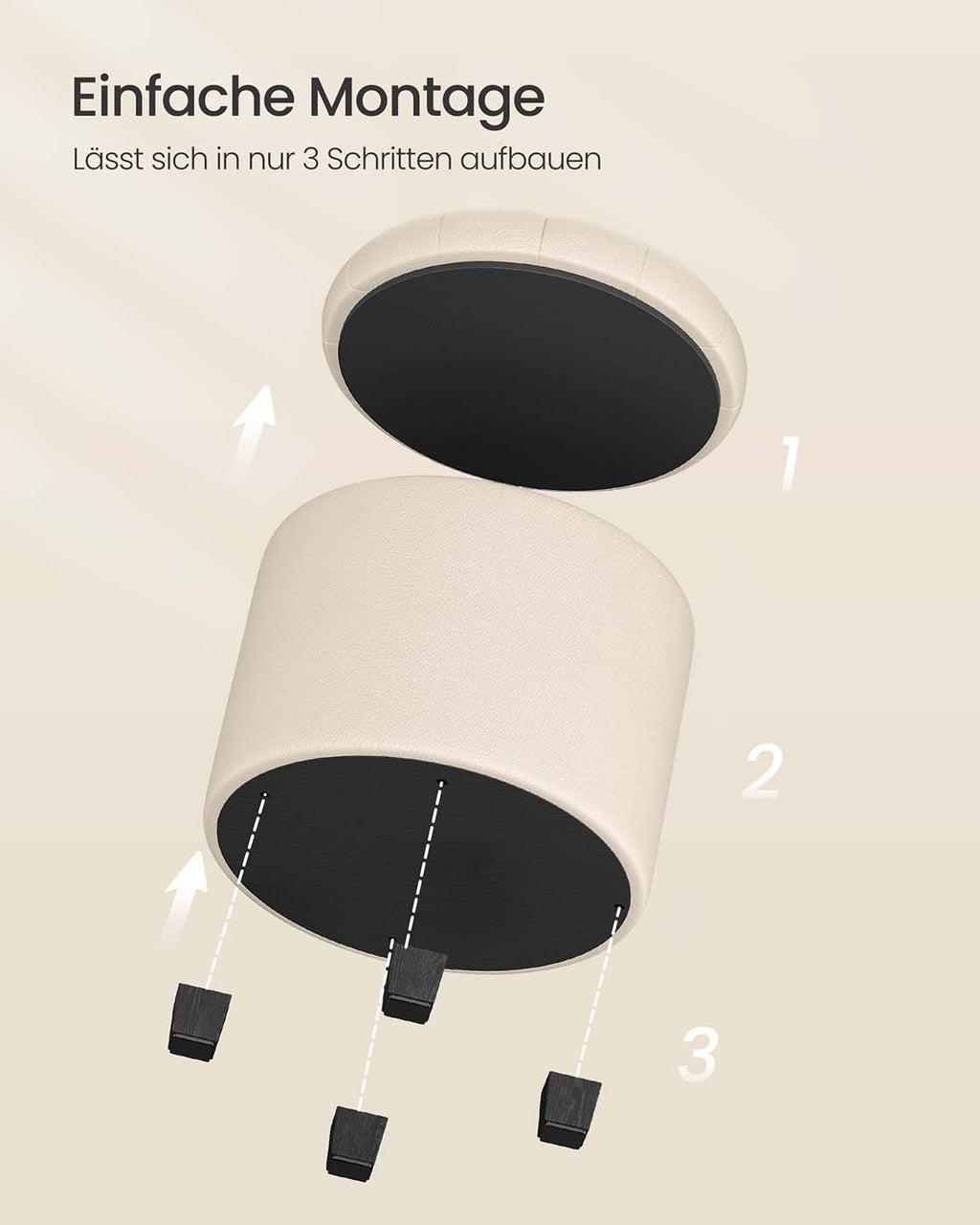 Fußhocker mit Stauraum Hellbeige