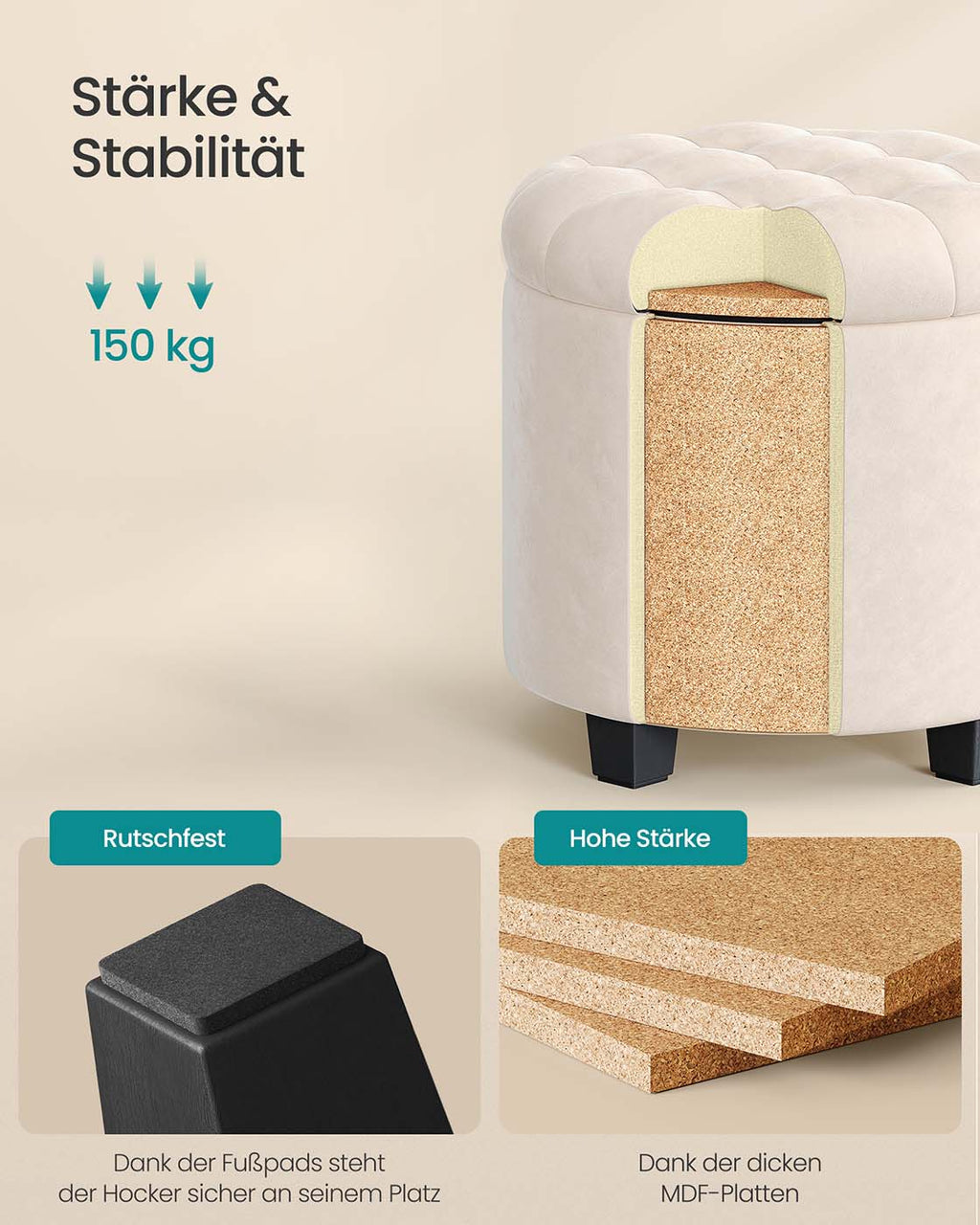 Fußhocker mit Stauraum
