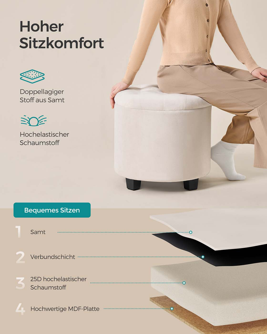 Fußhocker mit Stauraum