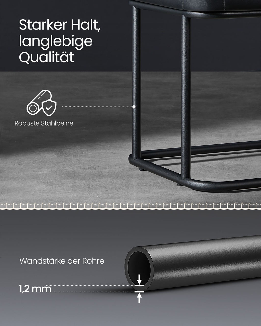 Schlafzimmerbank bis 300 kg belastbar tintenschwarz