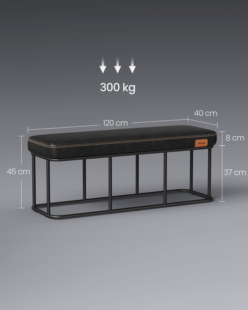 Schlafzimmerbank bis 300 kg belastbar tintenschwarz