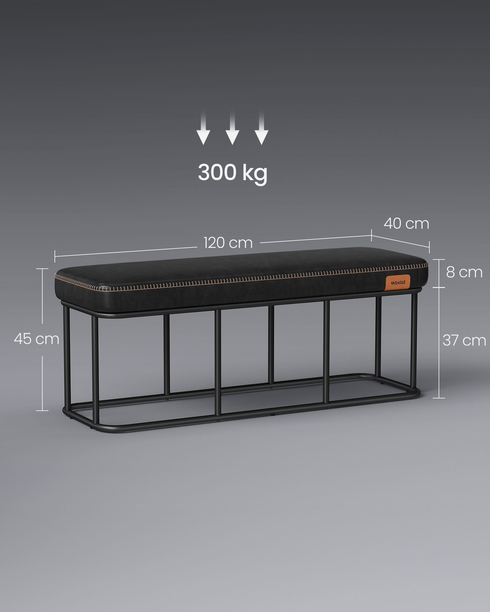 Schlafzimmerbank bis 300 kg belastbar tintenschwarz