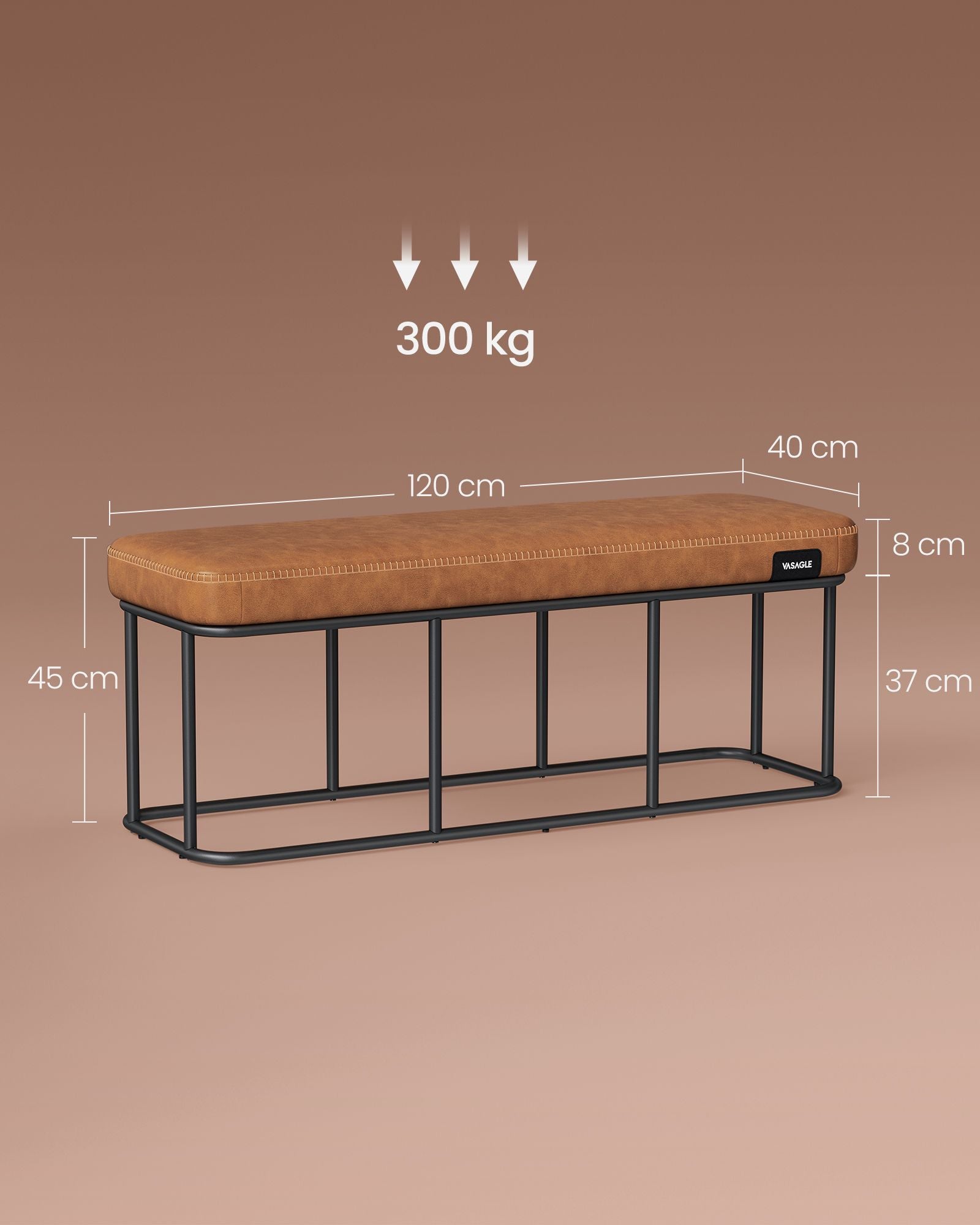 Schlafzimmerbank bis 300 kg belastbar karamellbraun