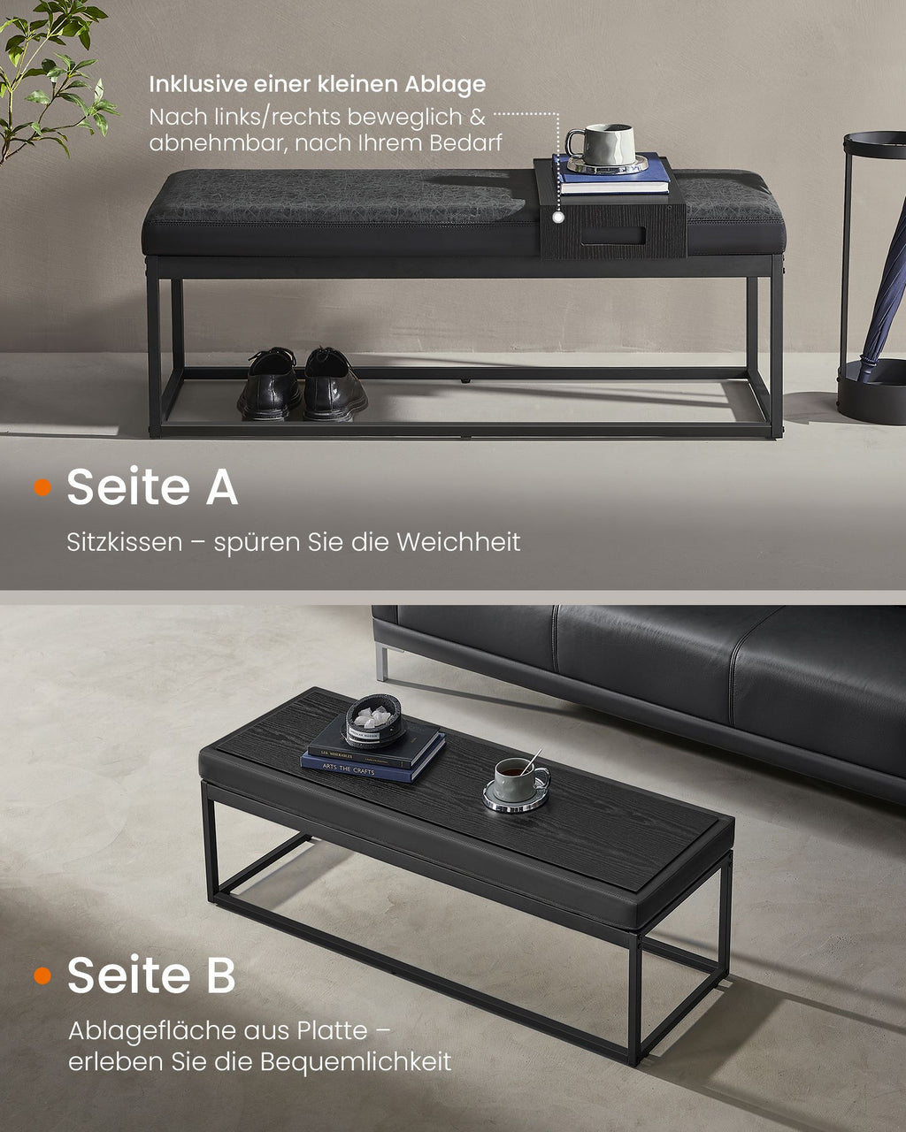 LUIZ Kollektion - Sitzbank mit wendbarem Oberteil