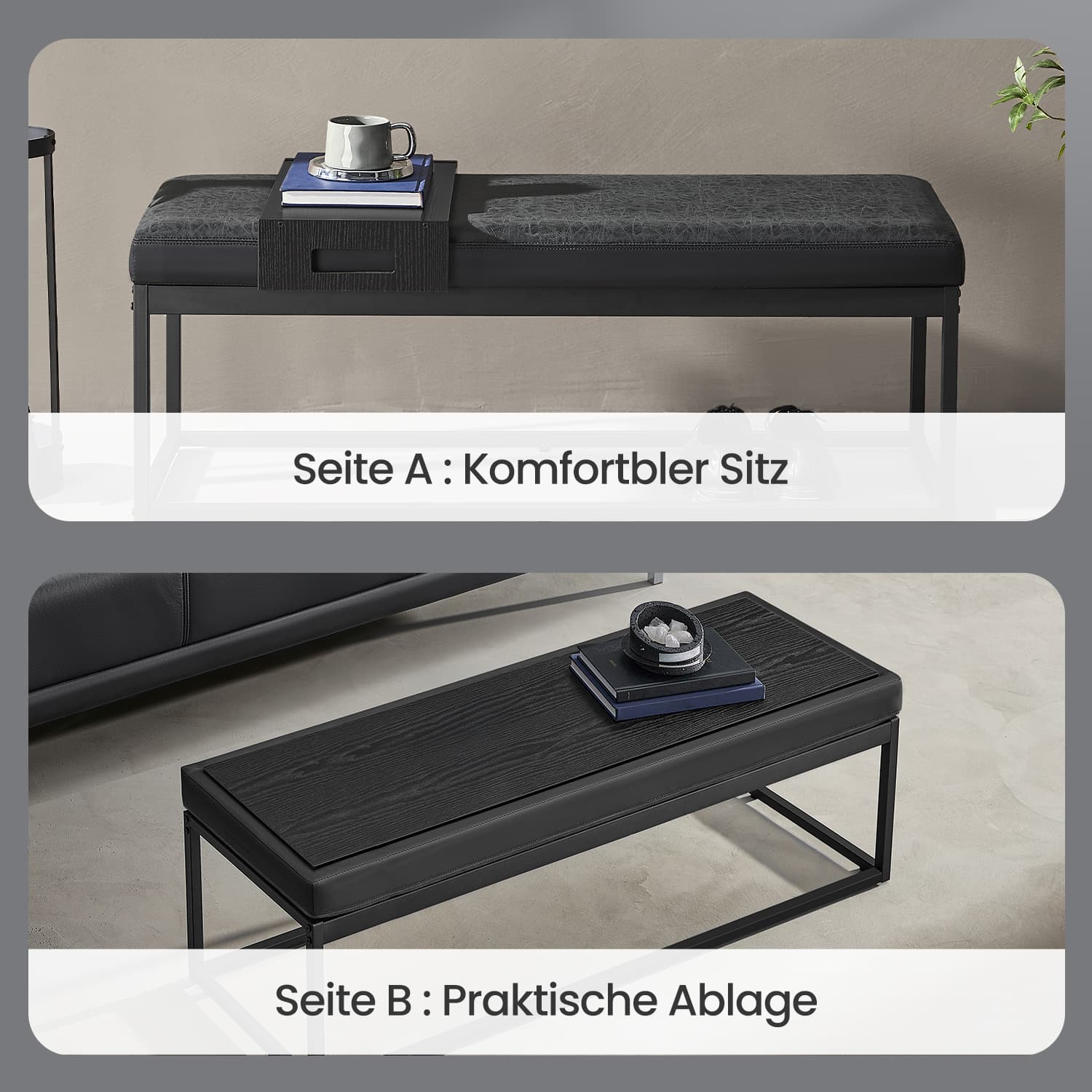 LUIZ Kollektion - Sitzbank mit wendbarem Oberteil