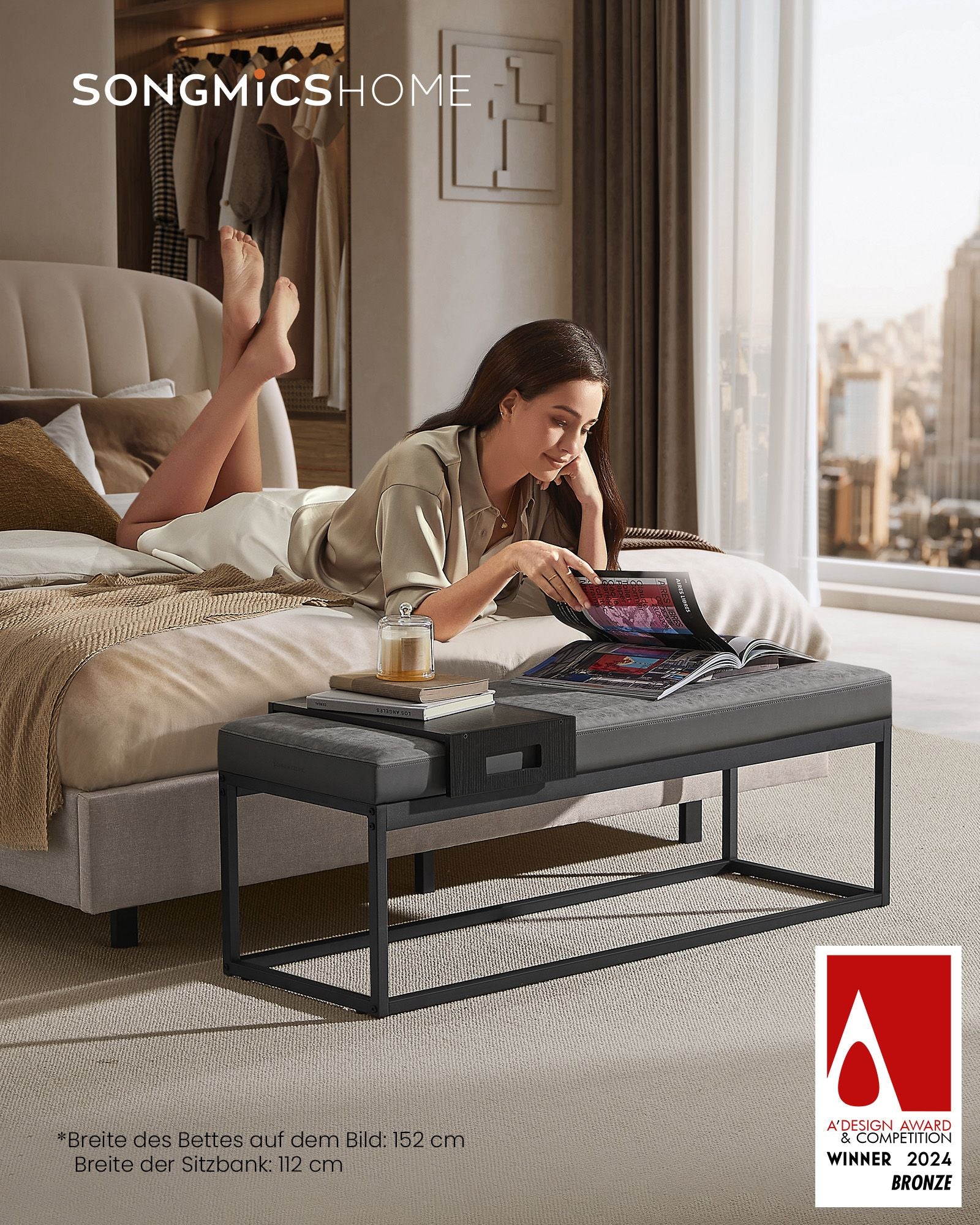 HOME Sitzbank mit Stauraum aus Kunstleder