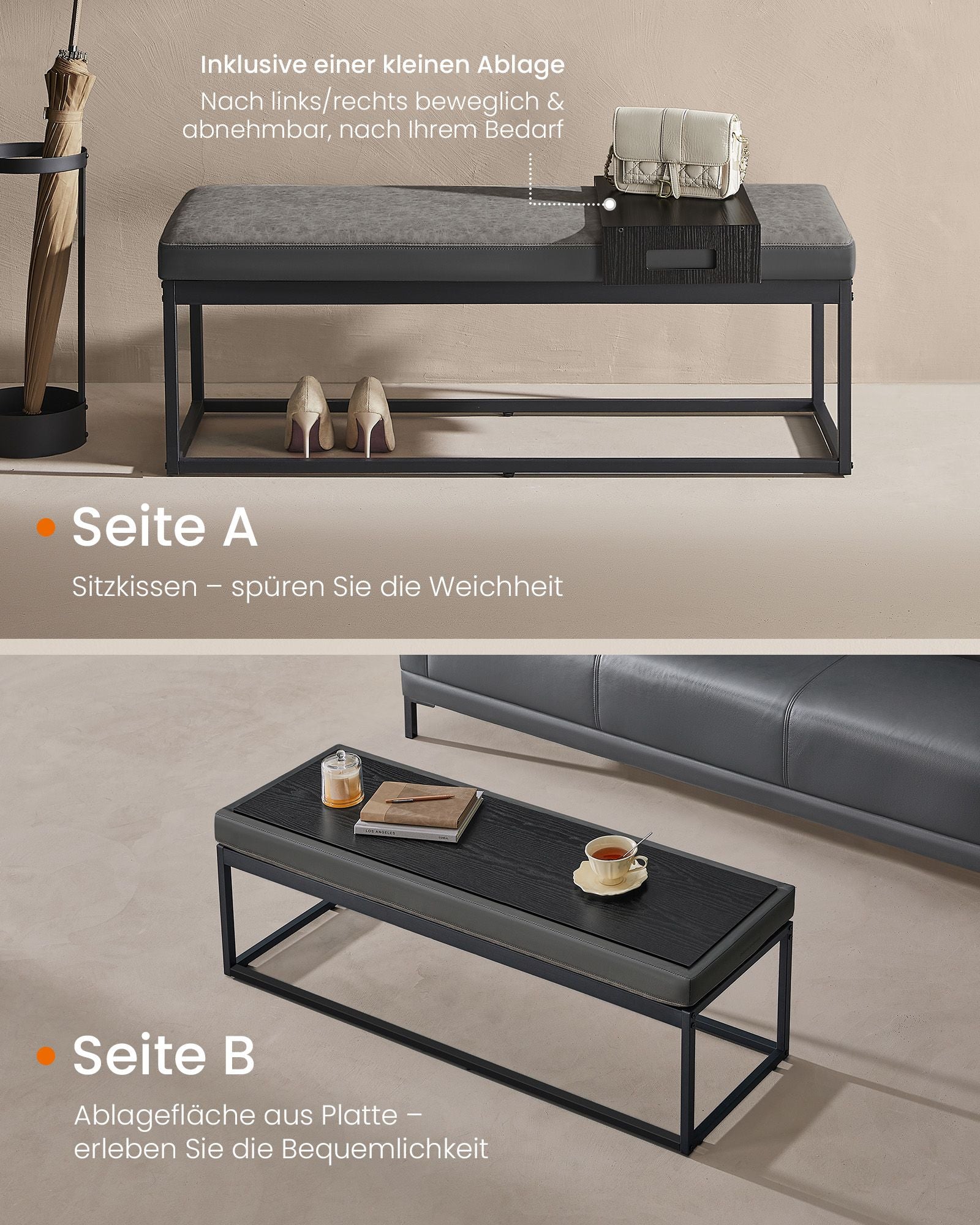 HOME Sitzbank mit Stauraum aus Kunstleder