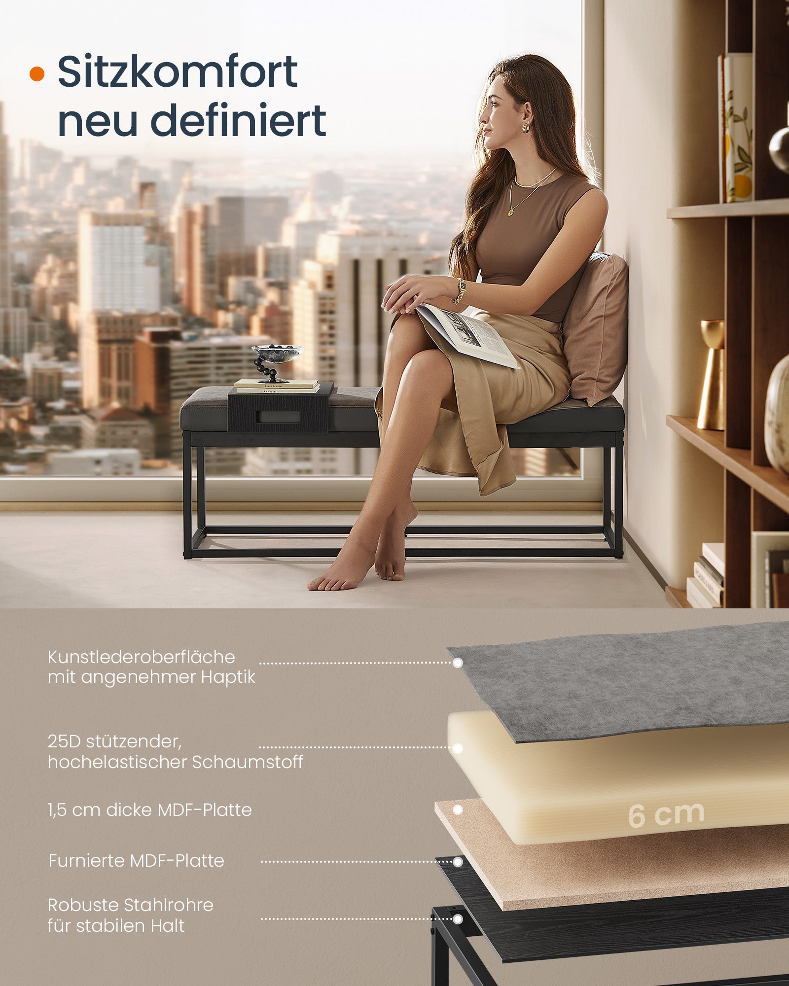 HOME Sitzbank mit Stauraum aus Kunstleder