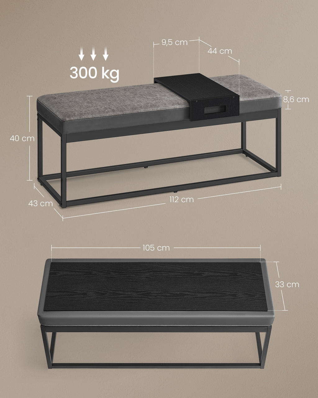 HOME Sitzbank mit Stauraum aus Kunstleder