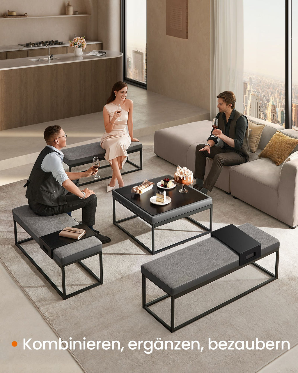 HOME Sitzbank mit Stauraum aus Kunstleder