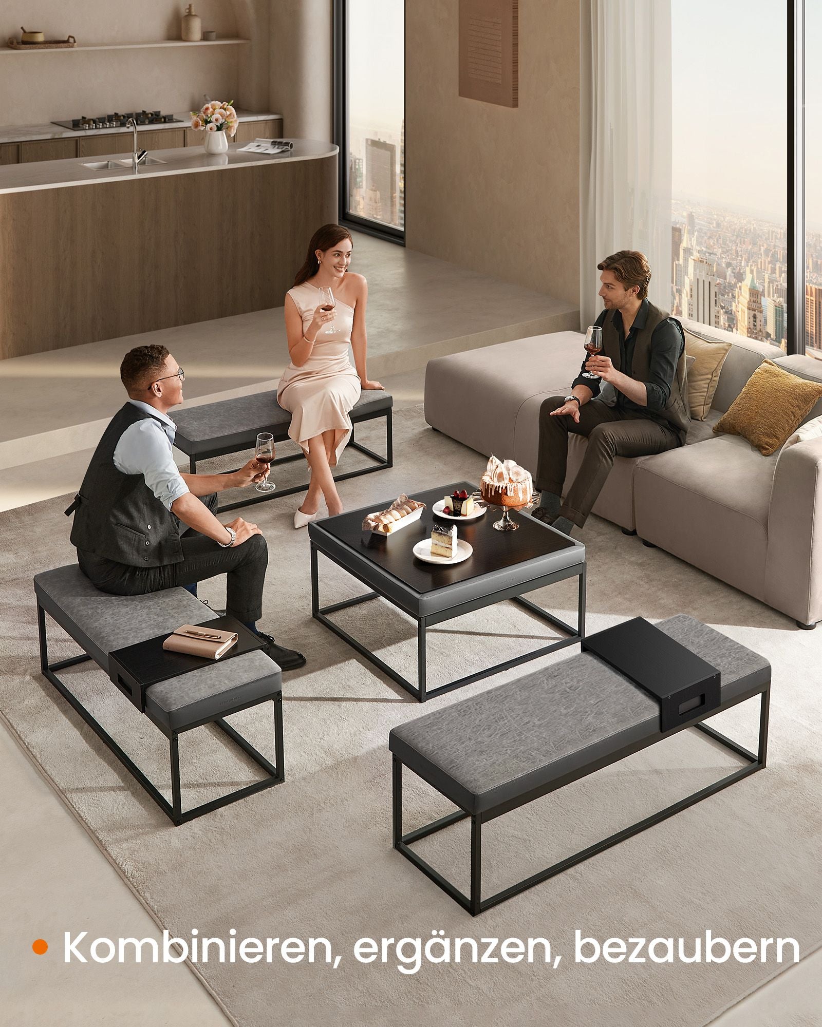 HOME Sitzbank mit Stauraum aus Kunstleder