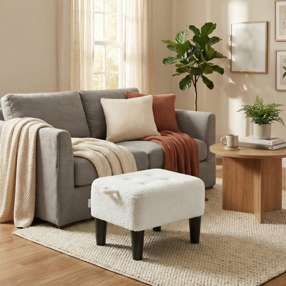 Sitzhocker, Fußhocker, Fleece, Hocker, dicke Polsterung