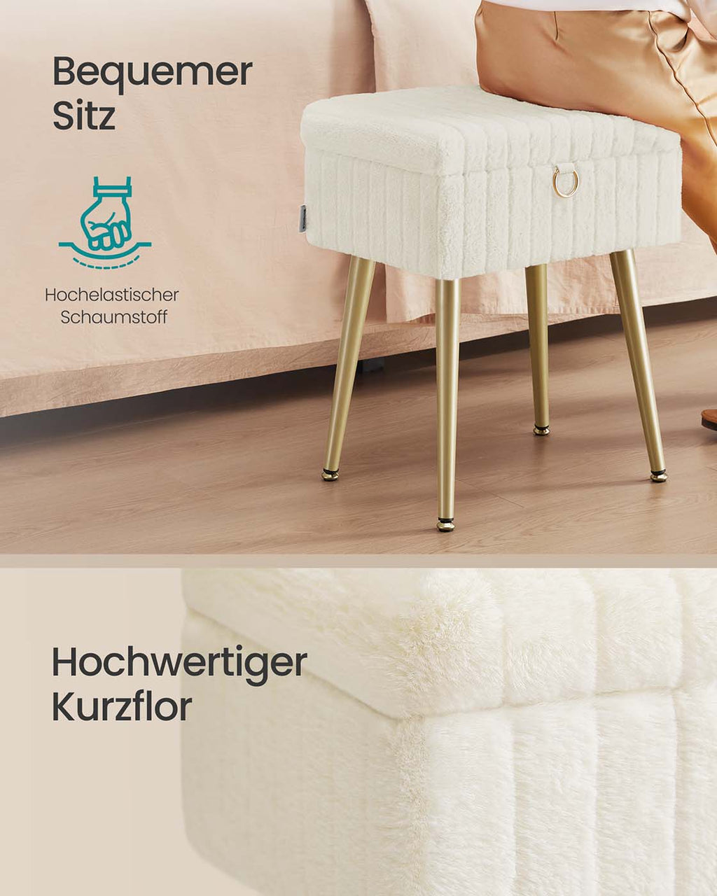 Schminktischstuhl mit Stauraum gepolstert