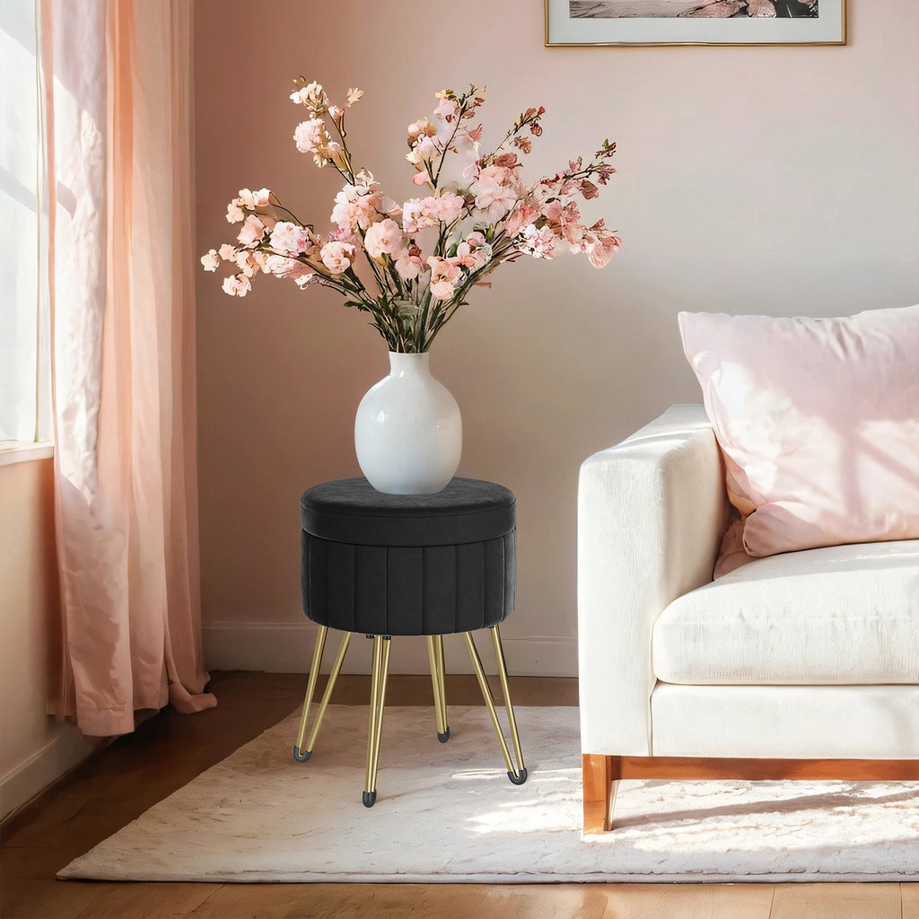 Sitzhocker, Hocker mit Stauraum, runder Sitzhocker