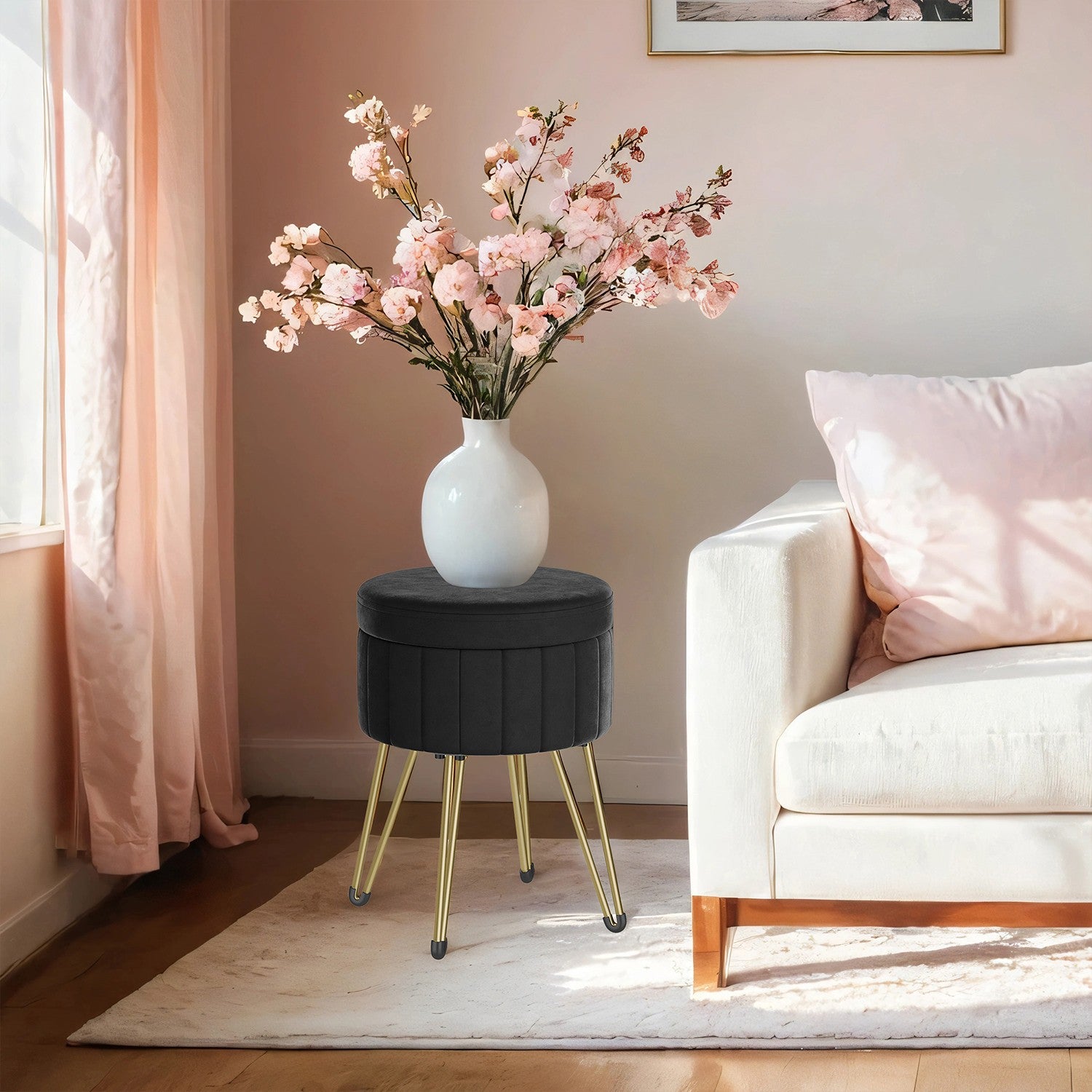 Sitzhocker, Hocker mit Stauraum, runder Sitzhocker