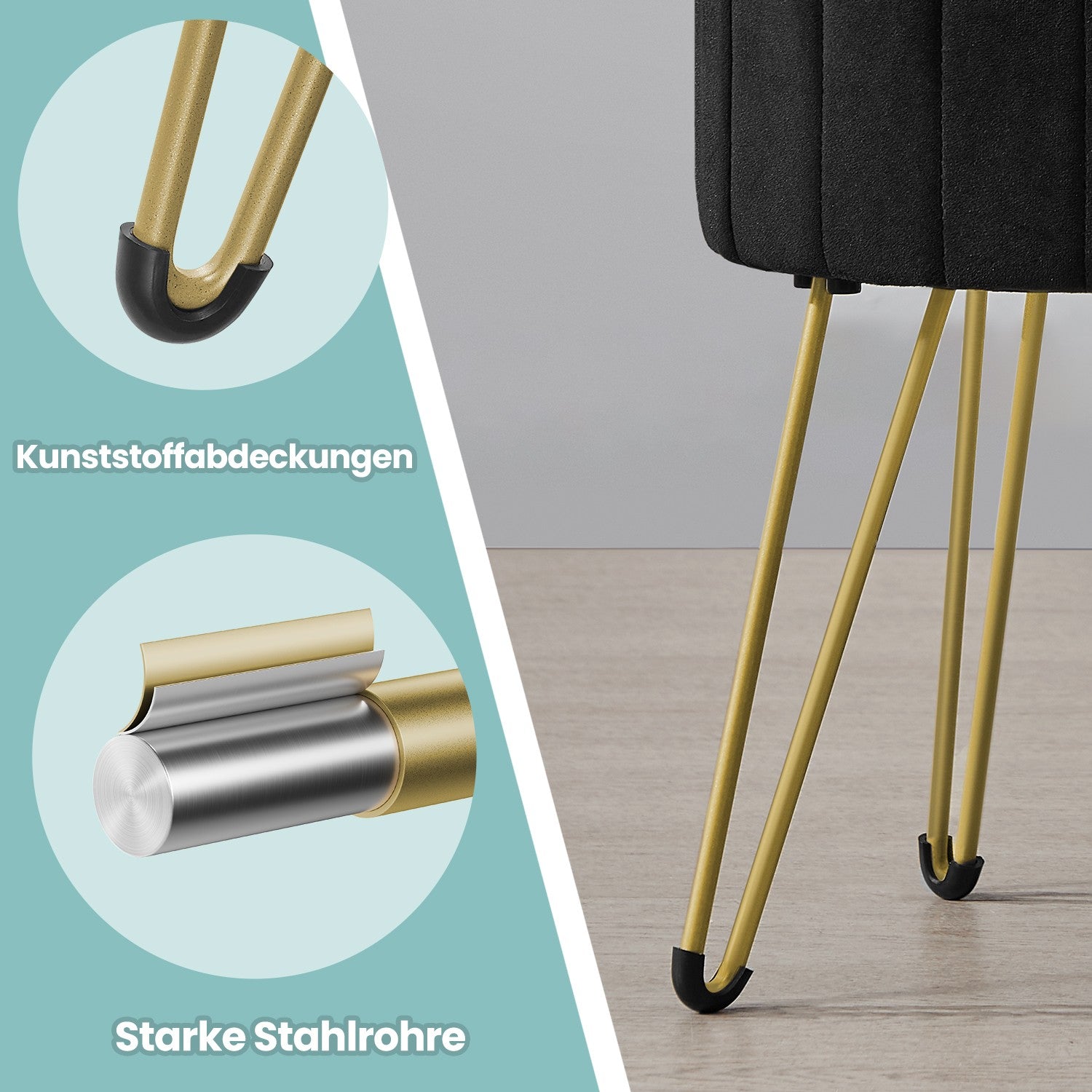 Sitzhocker, Hocker mit Stauraum, runder Sitzhocker