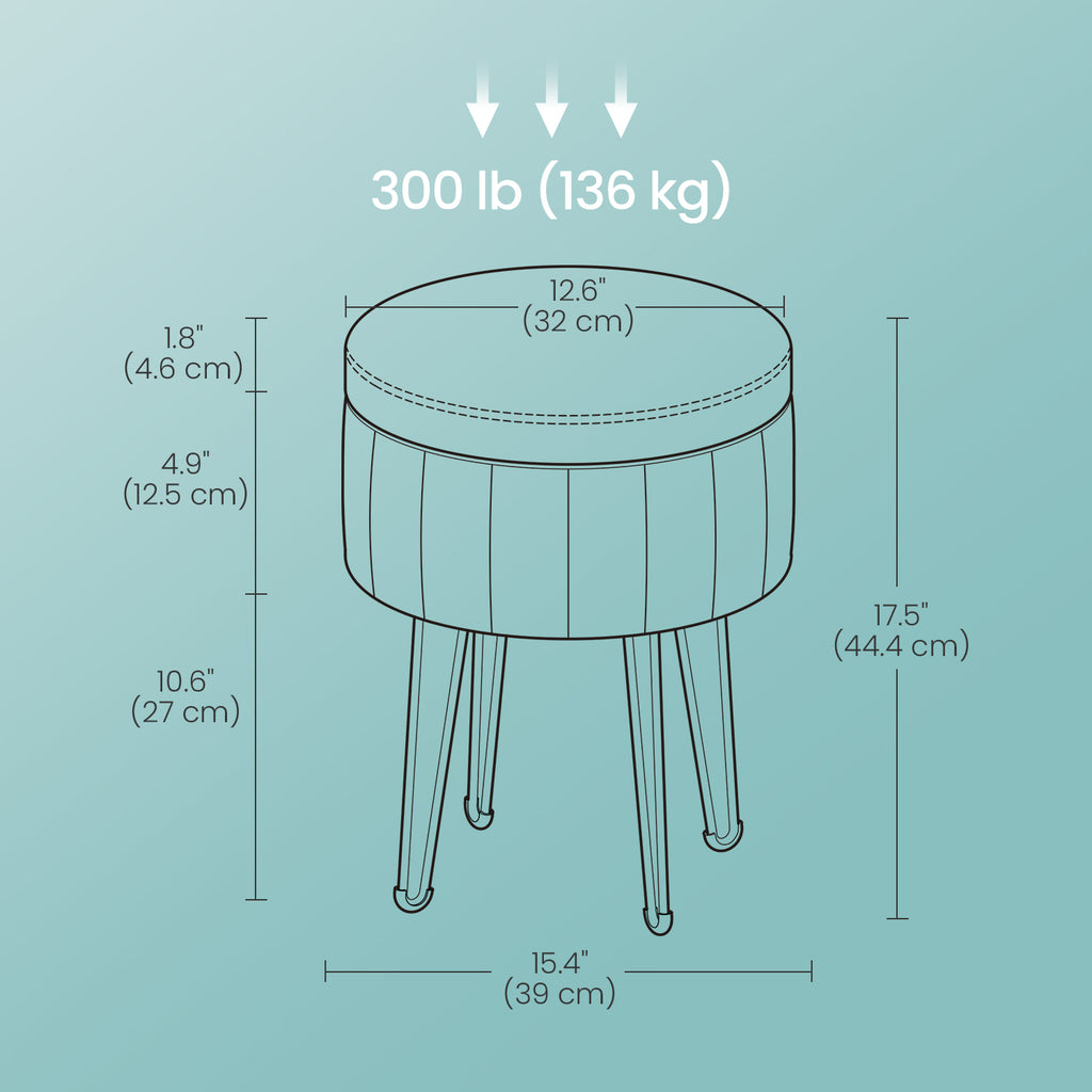 Sitzhocker, Hocker mit Stauraum, runder Sitzhocker