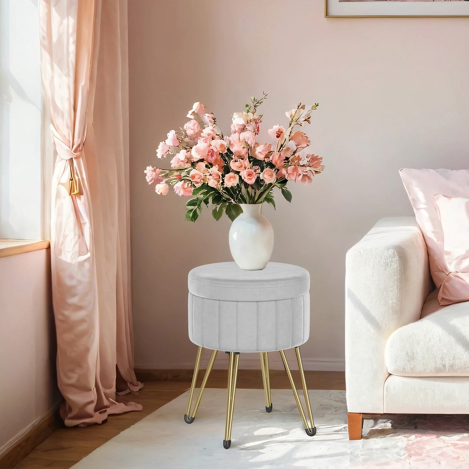 Sitzhocker, Hocker mit Stauraum, runder Sitzhocker