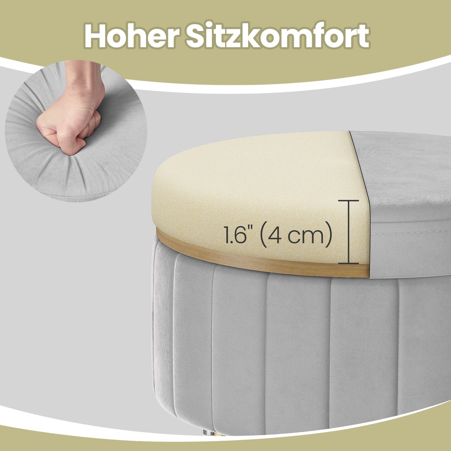 Sitzhocker, Hocker mit Stauraum, runder Sitzhocker