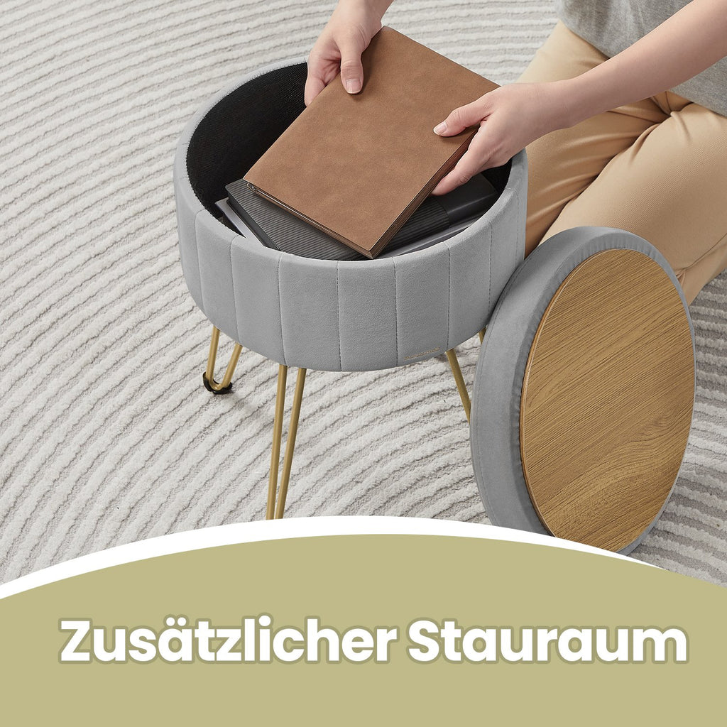 Sitzhocker, Hocker mit Stauraum, runder Sitzhocker