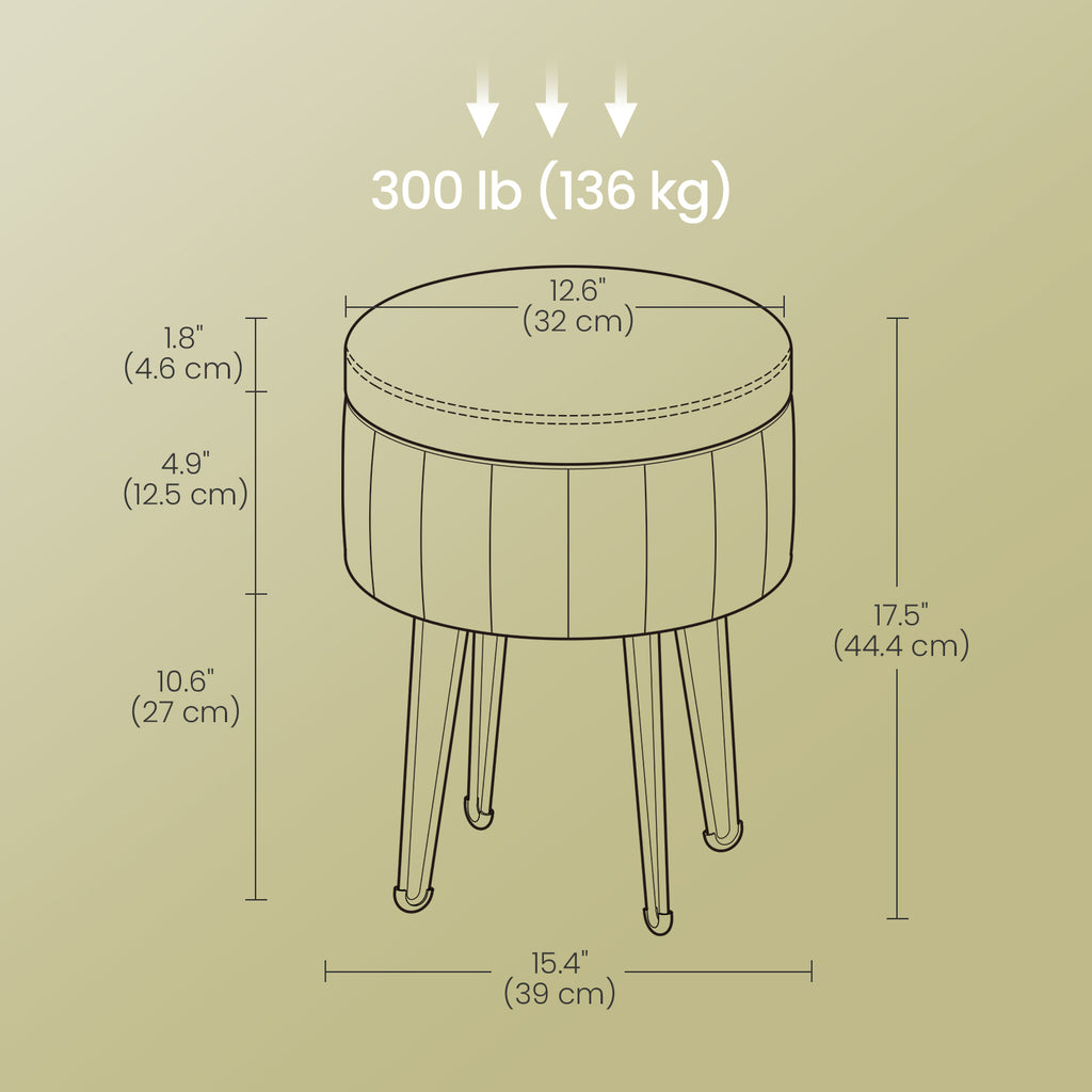 Sitzhocker, Hocker mit Stauraum, runder Sitzhocker