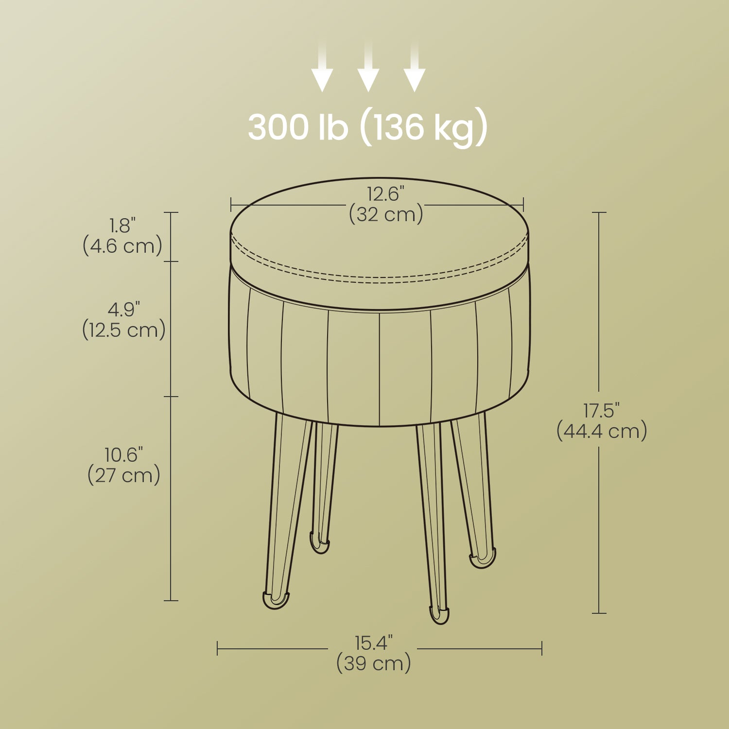 Sitzhocker, Hocker mit Stauraum, runder Sitzhocker