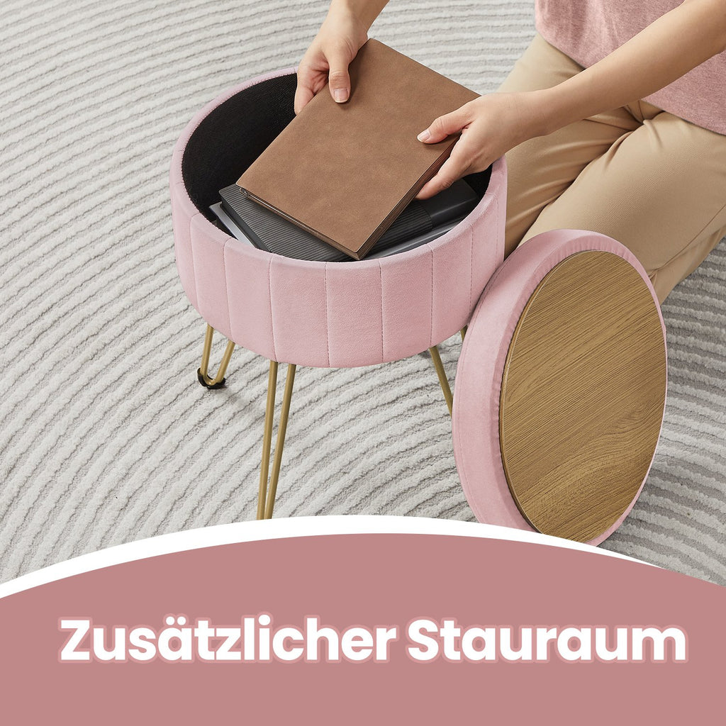 Sitzhocker, Hocker mit Stauraum, runder Sitzhocker