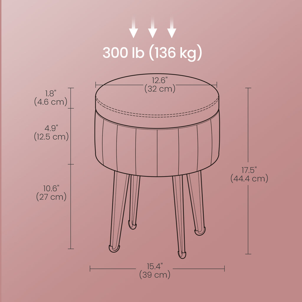Sitzhocker, Hocker mit Stauraum, runder Sitzhocker