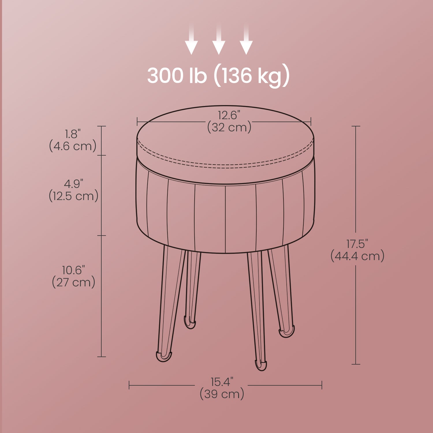 Sitzhocker, Hocker mit Stauraum, runder Sitzhocker
