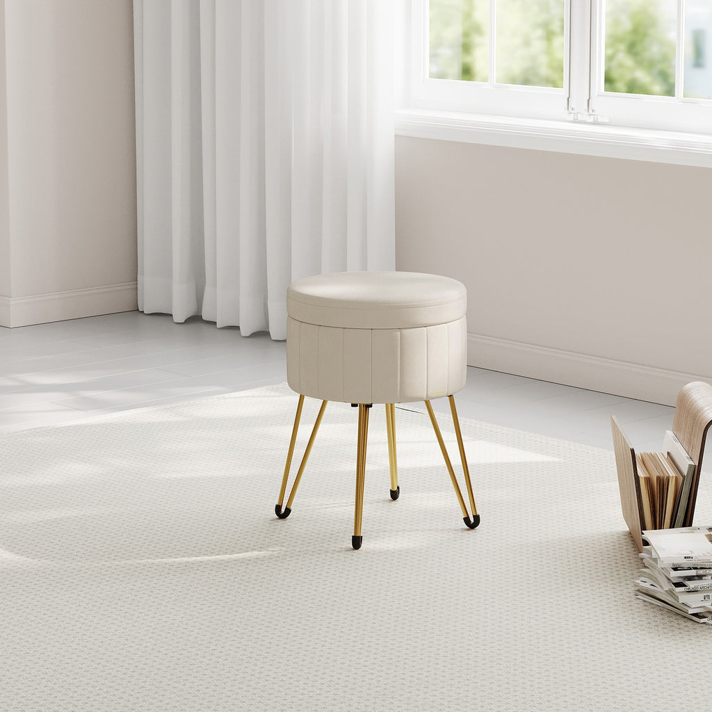 Sitzhocker, Hocker mit Stauraum, runder Sitzhocker
