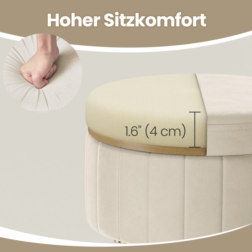 Sitzhocker, Hocker mit Stauraum, runder Sitzhocker