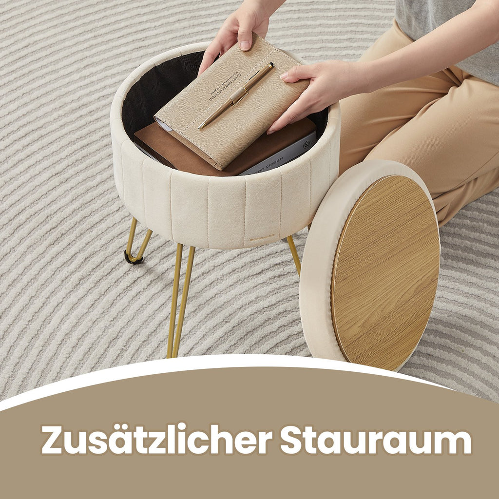 Sitzhocker, Hocker mit Stauraum, runder Sitzhocker