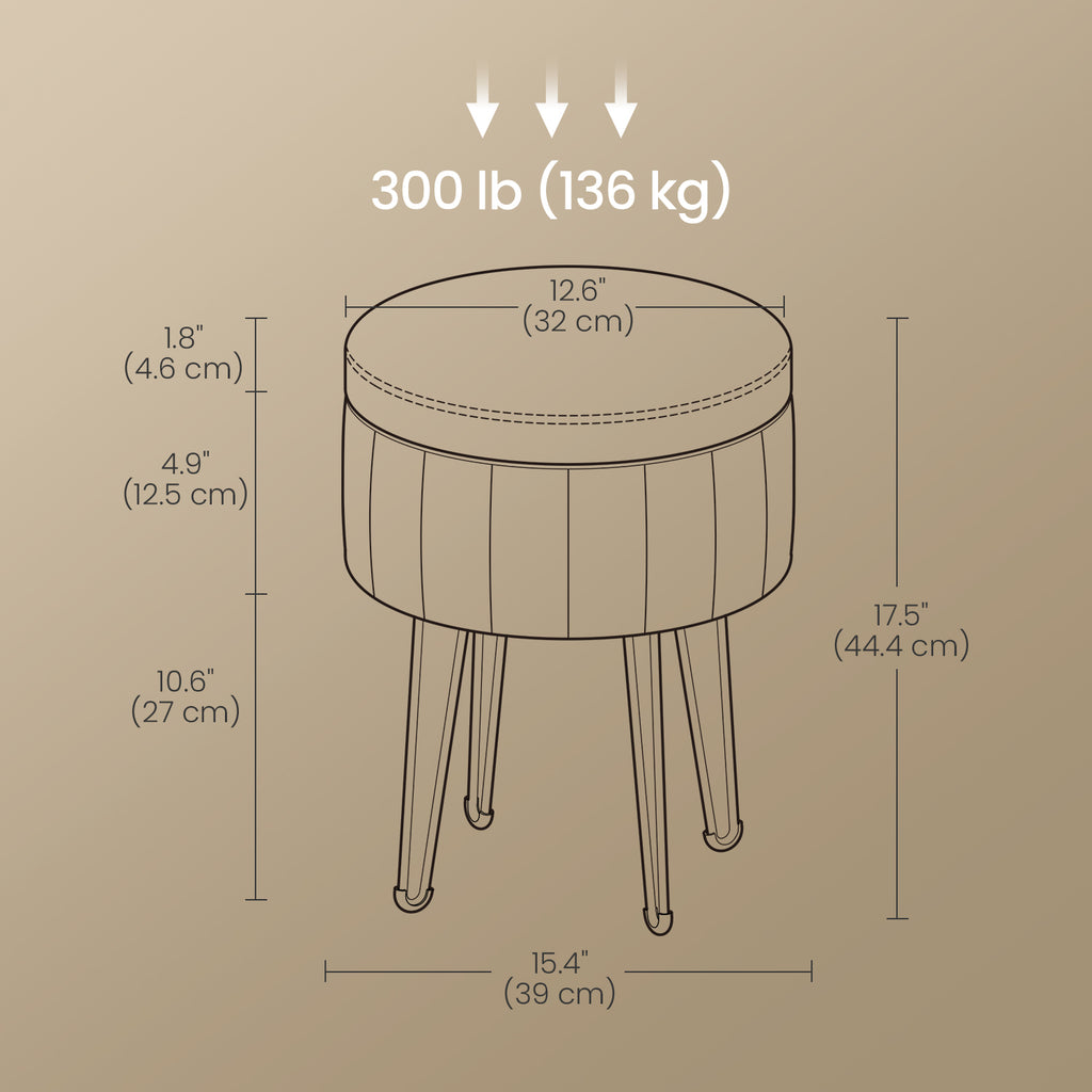 Sitzhocker, Hocker mit Stauraum, runder Sitzhocker