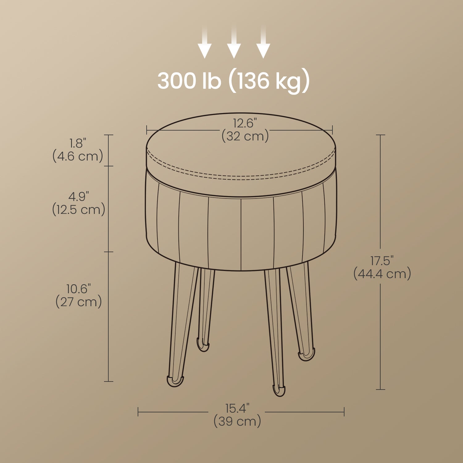 Sitzhocker, Hocker mit Stauraum, runder Sitzhocker